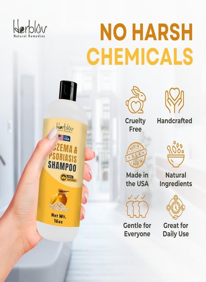 Herblov Eczema Shampoo – All-Natural Dermatitis & Psoriasis Treatment for Dry, Itchy, Flaky Skin – Daily Dandruff & Scalp Treatment – Itchy Scalp Relief for Men, Women & Kids – Eczema Soap Shampoo Made in USA - Image 3